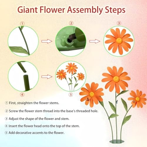Giant Daisy Flowers Artificial 5.9 Ft Large Fake Daisies Spring Wild Pink