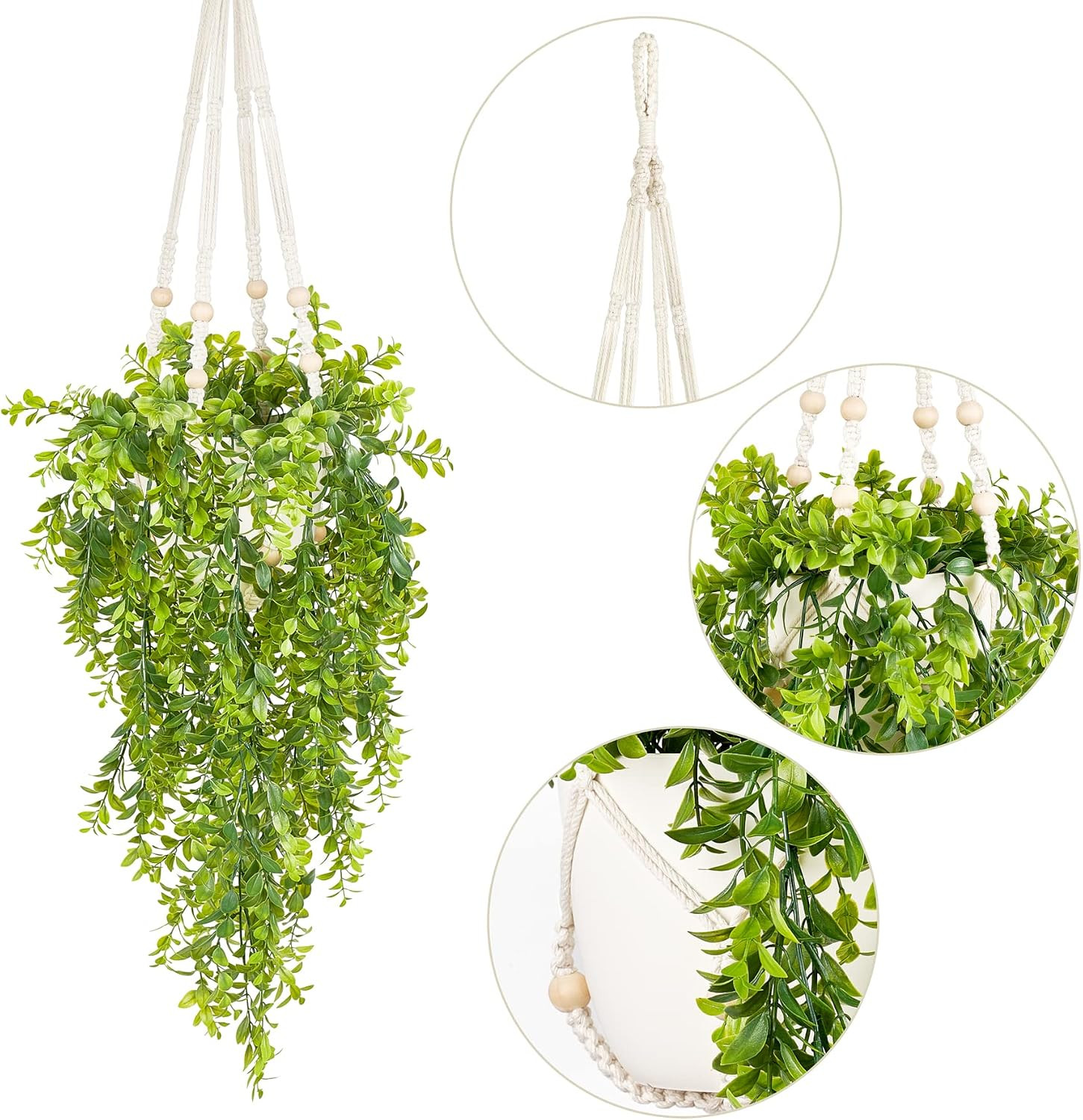 Fake Hanging Plant with Pot, Artificial Plants for Home Spring Decor