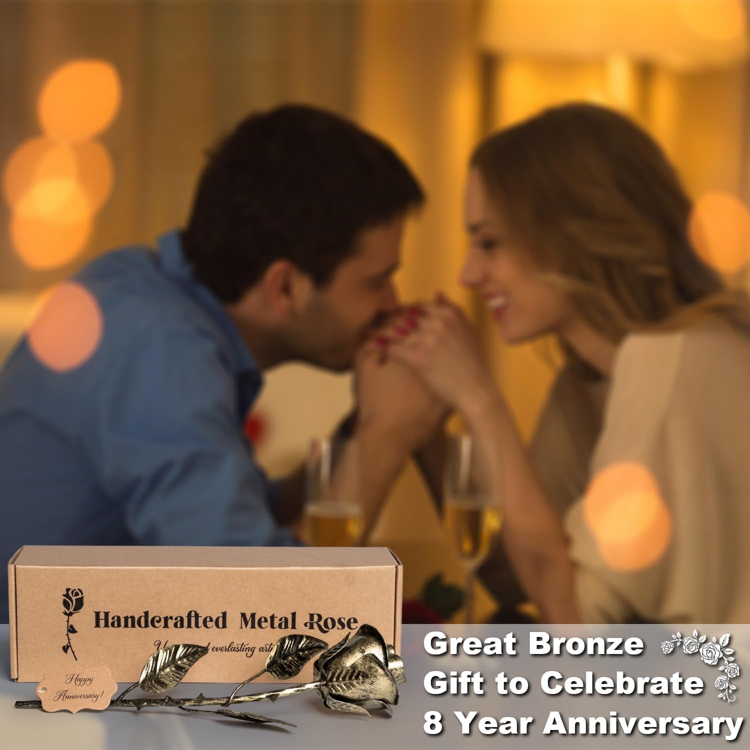 8 Year Anniversary Bronze Gift for Her – Metal Rose Gifts 8th Wedding Anniversar