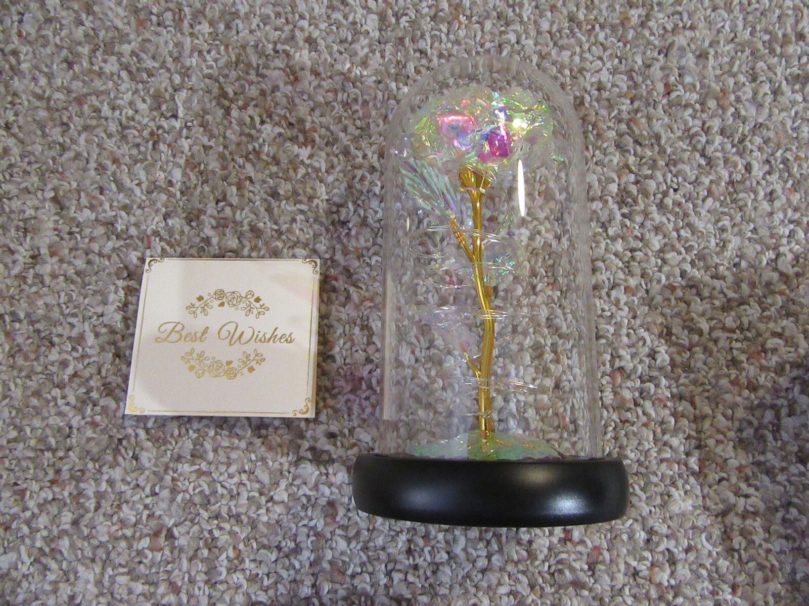 Love Forever Galaxy Crystal Colorful Light Up Rose in Glass Dome