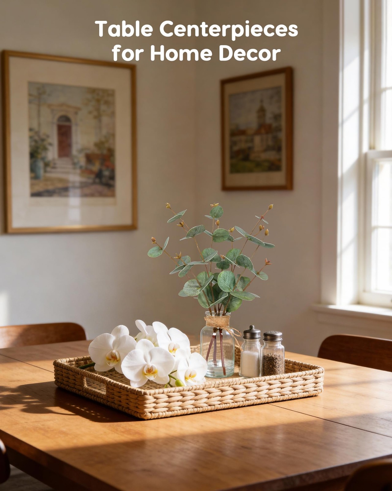 Faux Eucalyptus Stems in Vase with Faux Water, Fake Plants Artificial Eucalyp…