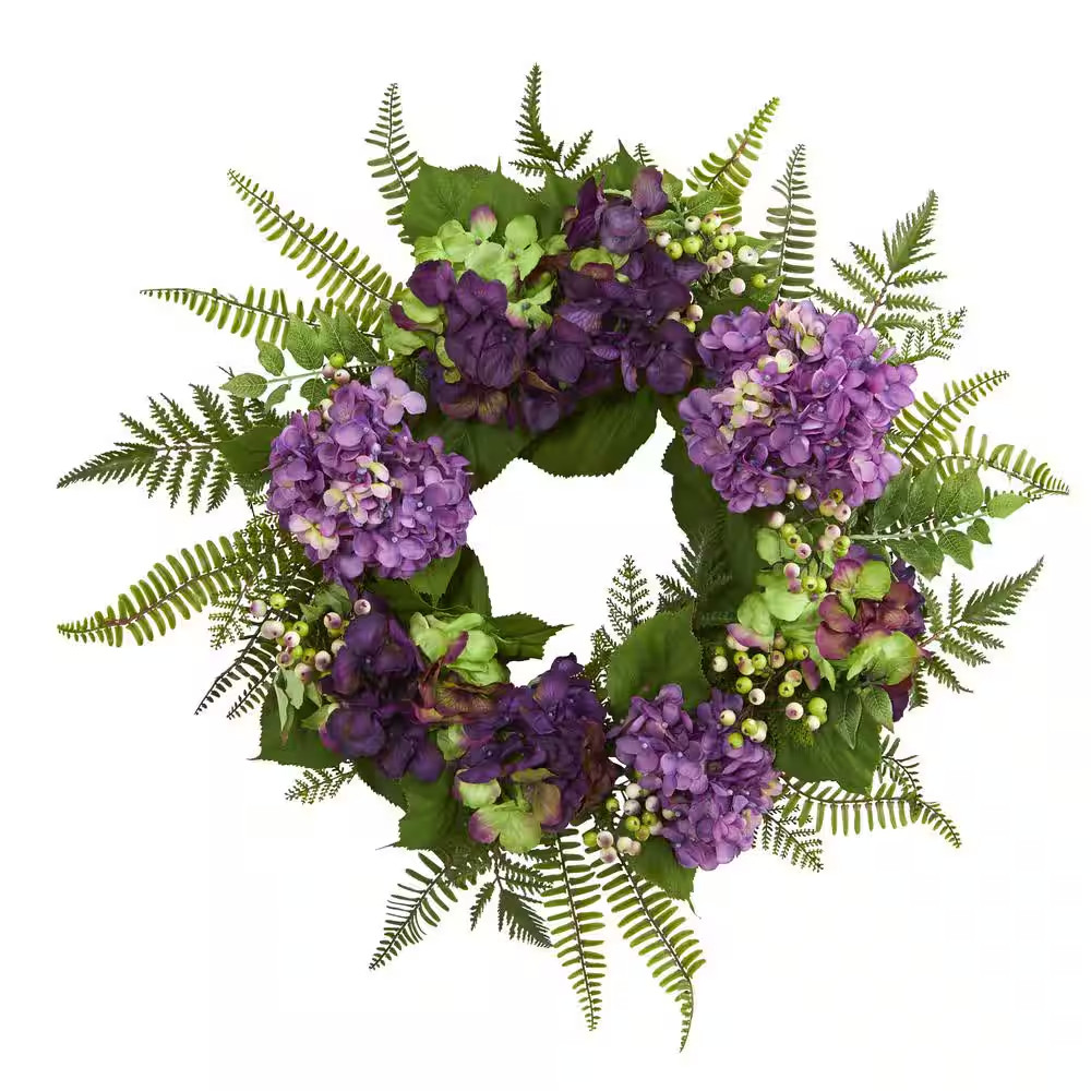 24 In. Artificial Hydrangea Berry Wreath