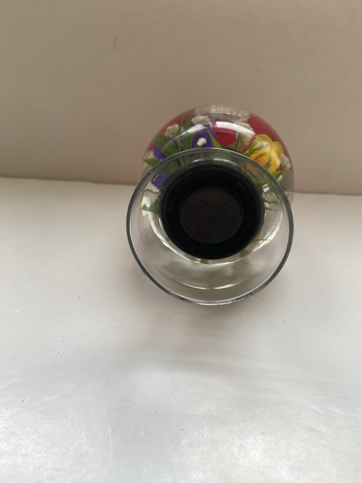 Novelty Decorative Buttplug Shaped Red Rose Flowers Clear Liquid Paperweight