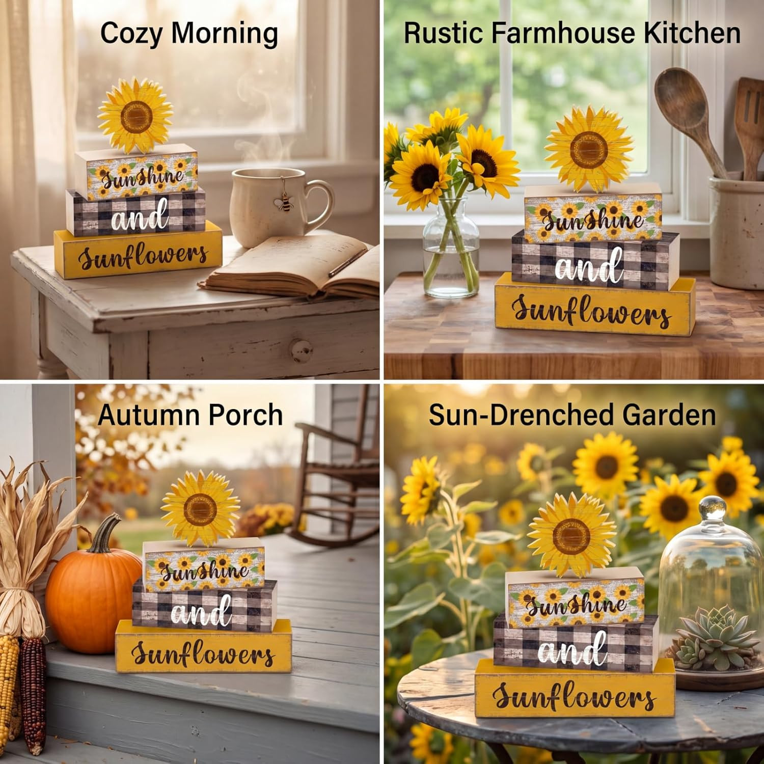 4 Pcs Summer Sunflower Decor Sunflower Centerpieces for Table Set Farmhouse Rust