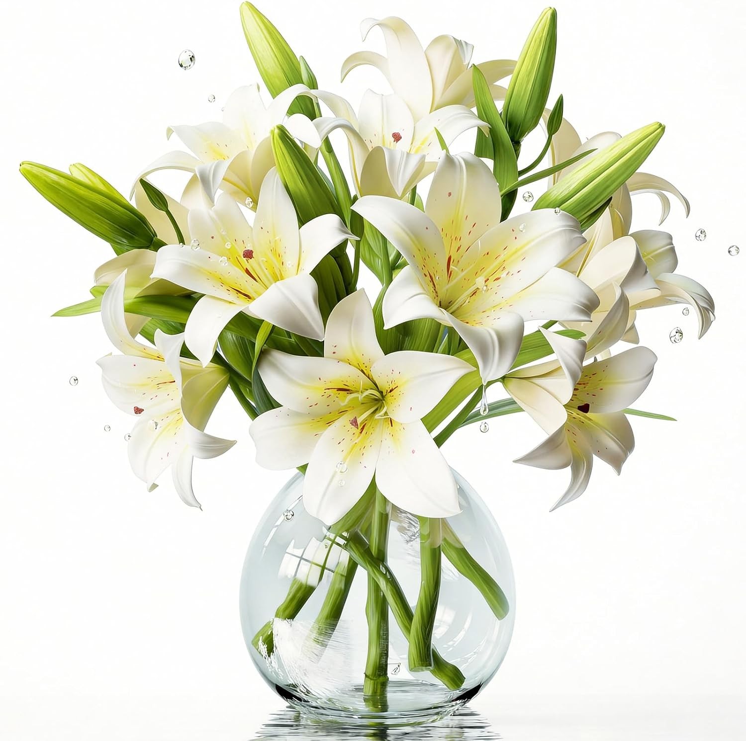 18 Artificial Lily Flowers 12 Head Fully Bloomed Lilies 6 Buds Tiger Home Decor