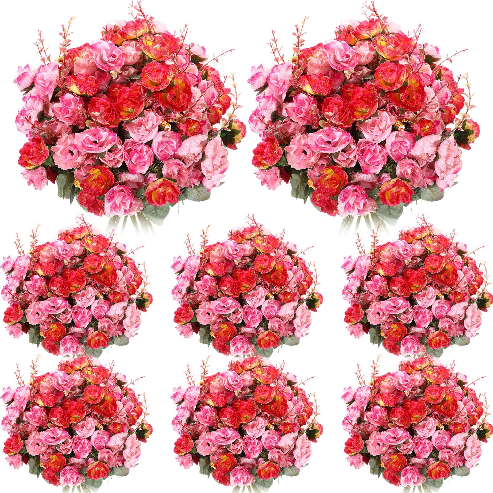 8 Pcs Rose Artificial Flowers Fake Flowers Bouquet 21 Heads Silk Faux Floral …