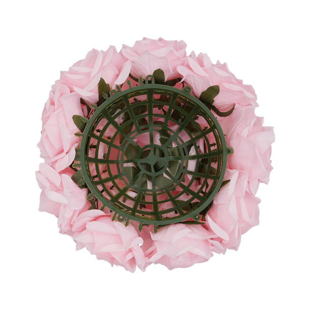 9.4 In. Pink Indoor/Outdoor Artificial Rose Flower Wedding Banquet Artificial Fl