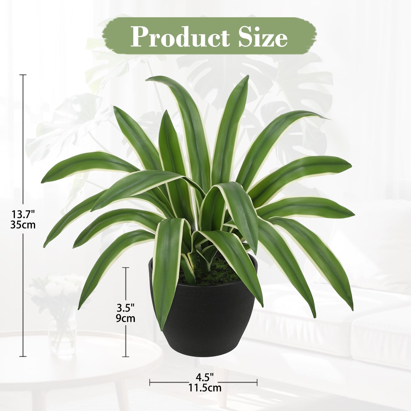 13.7 Inch Artificial Cymbidium Leaf Fake Spiked Agave Faux Succulent