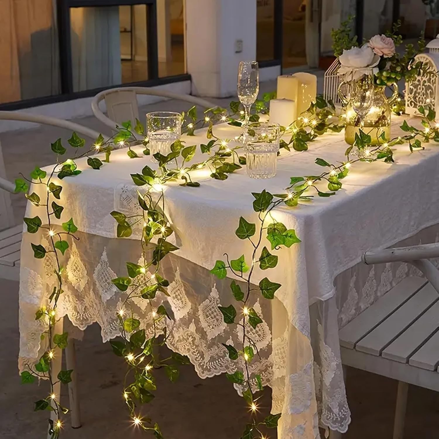36 Pack of Lifelike Ivy Vines with 300 LED String Lights for Indoor/Outdoor Use