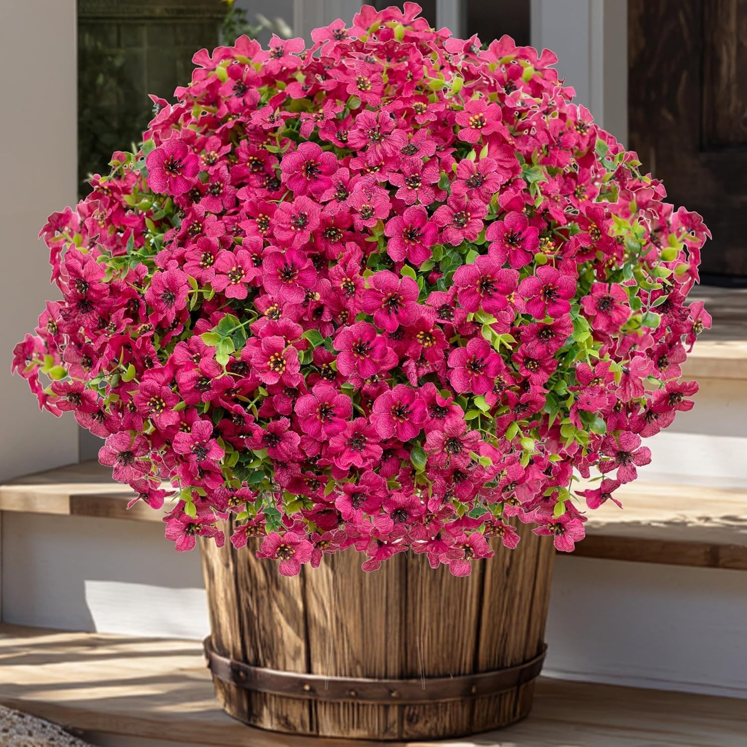 Pollen-Free Red Artificial Flowers: 16 Bundles for -Round Outdoor Beauty