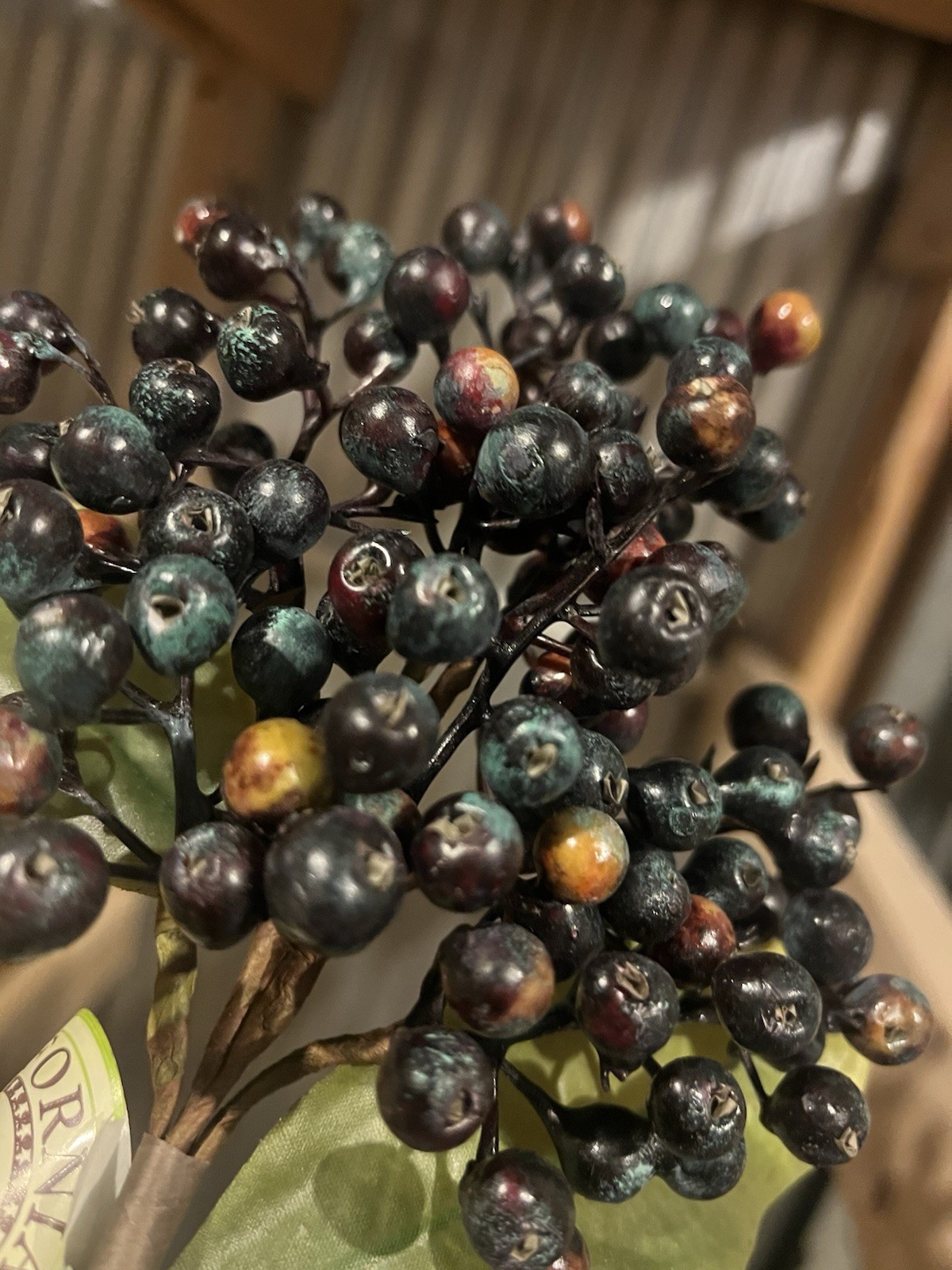 24 Pack- 13″ Berry Cluster Pick W/3 Leaves.