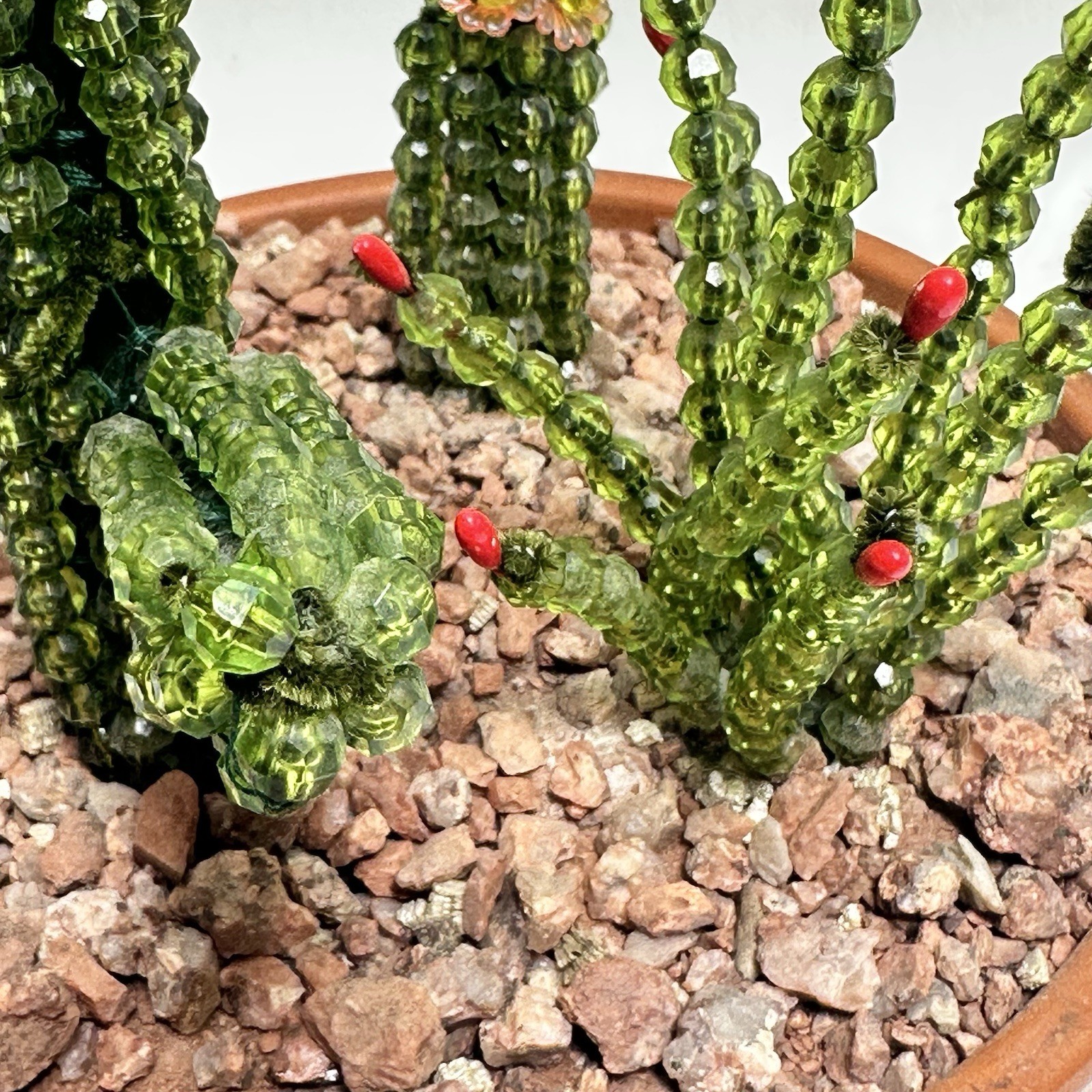 Handmade Beaded Flower Cactus Snake Plant Forever Succulents Terracotta Pot B