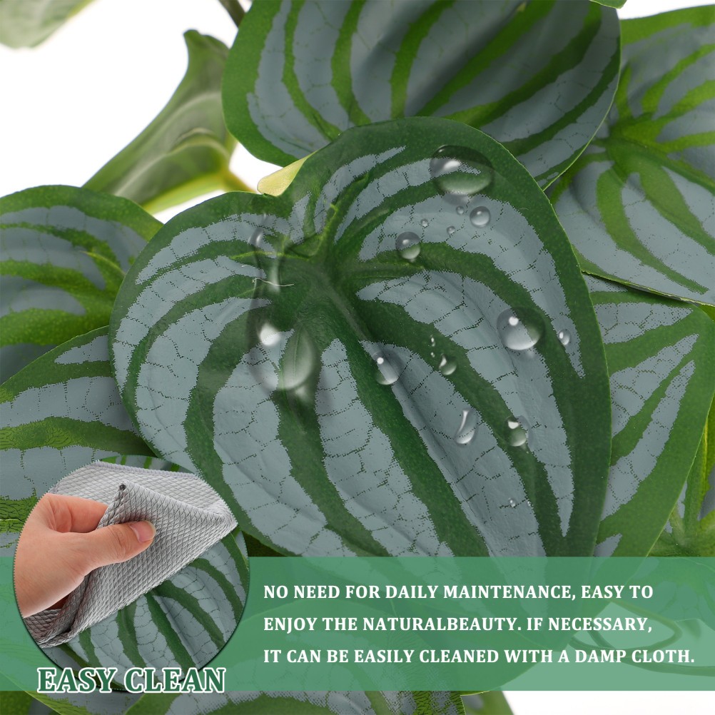 Compact Artificial Plant Faux Watermelon Leaves for Desk Decor