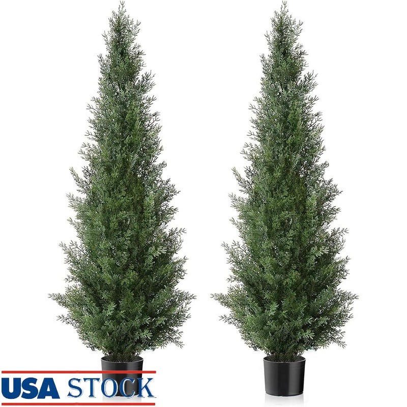 5ft Faux Cedar Trees UV Protected Outdoor Topiary Decor Porch Indoor Use