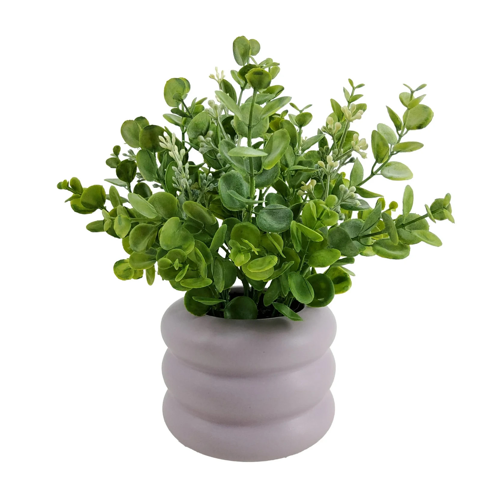 Mainstay 10″ Indoor Artificial Greenery Seeded Eucalyptus Plant in Lilac Pot