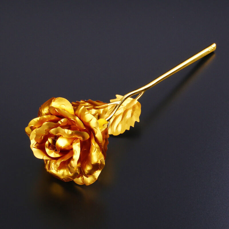 24k Gold Plated Golden Rose Flowers Anniversary Mothers Day Girlfriend Gift