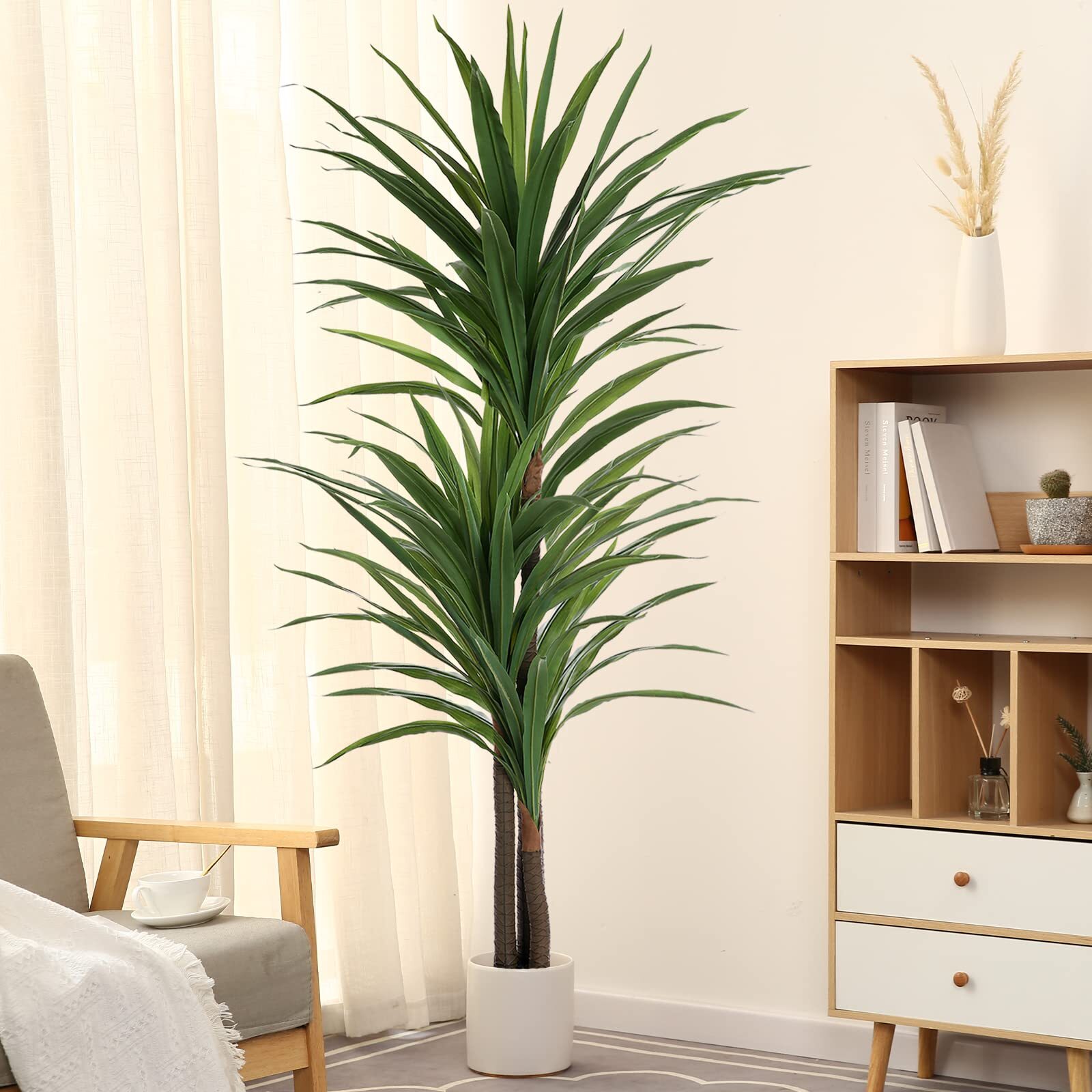 FLOWORLD Dracaena Silk Plant Corn Stalk 6ft Tall Faux Plants Indoor Large Fake P