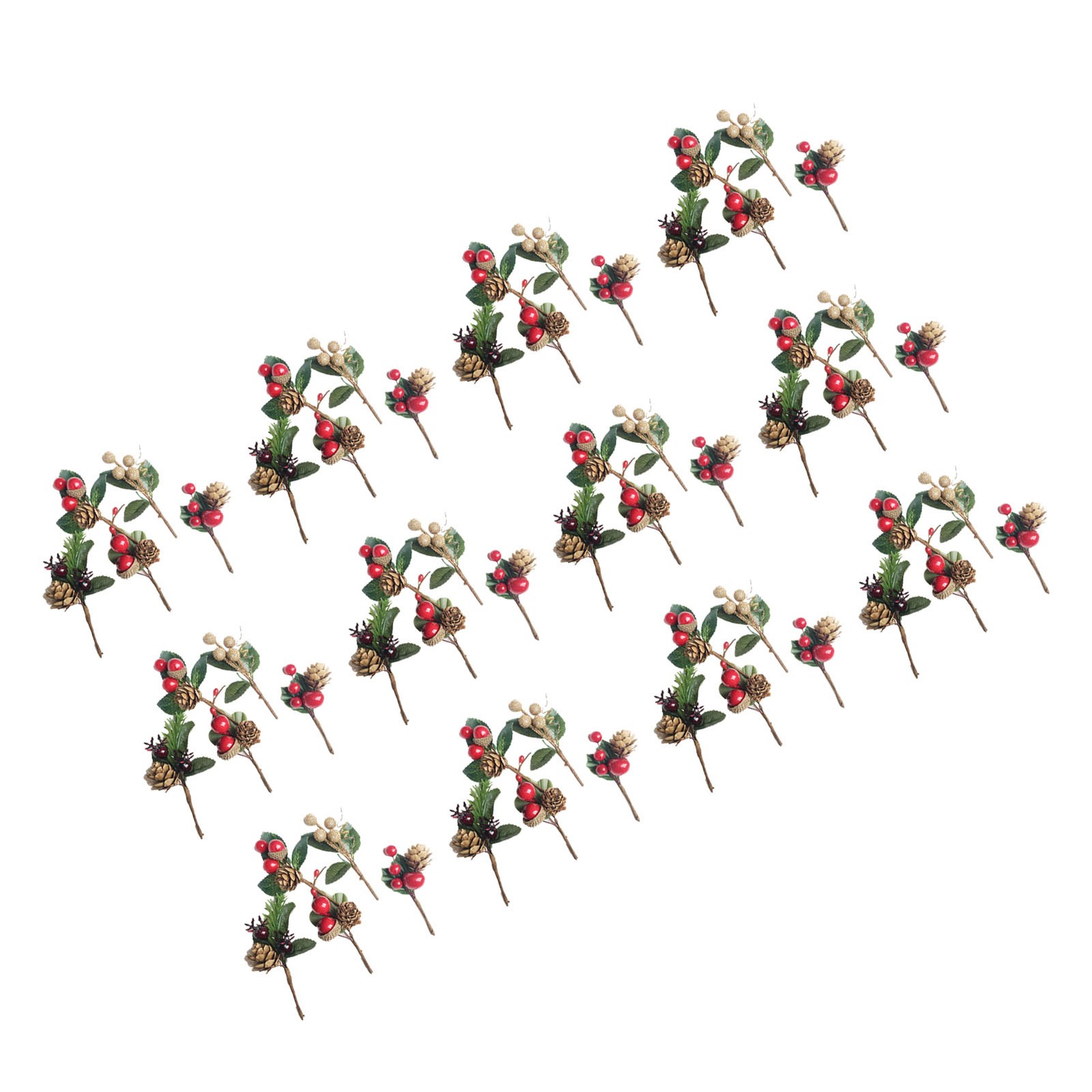 ↑Artificial Flowers Red Berries Pine Cones For Gift Package Plastic Dried Flower