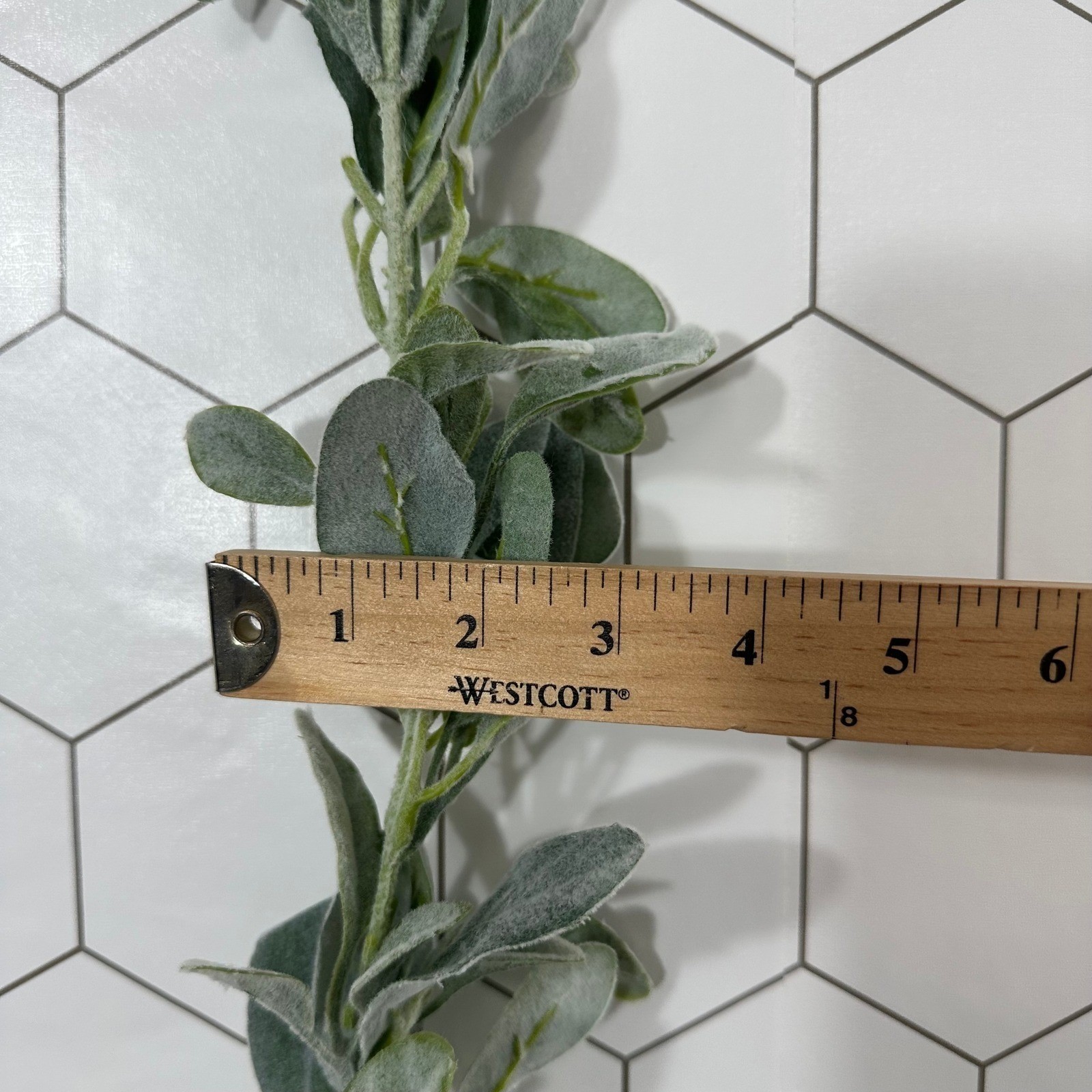 Faux Lambs Ear Set of 2 Garland 60 Inch Artificial Flocked Sage Green Farmhouse