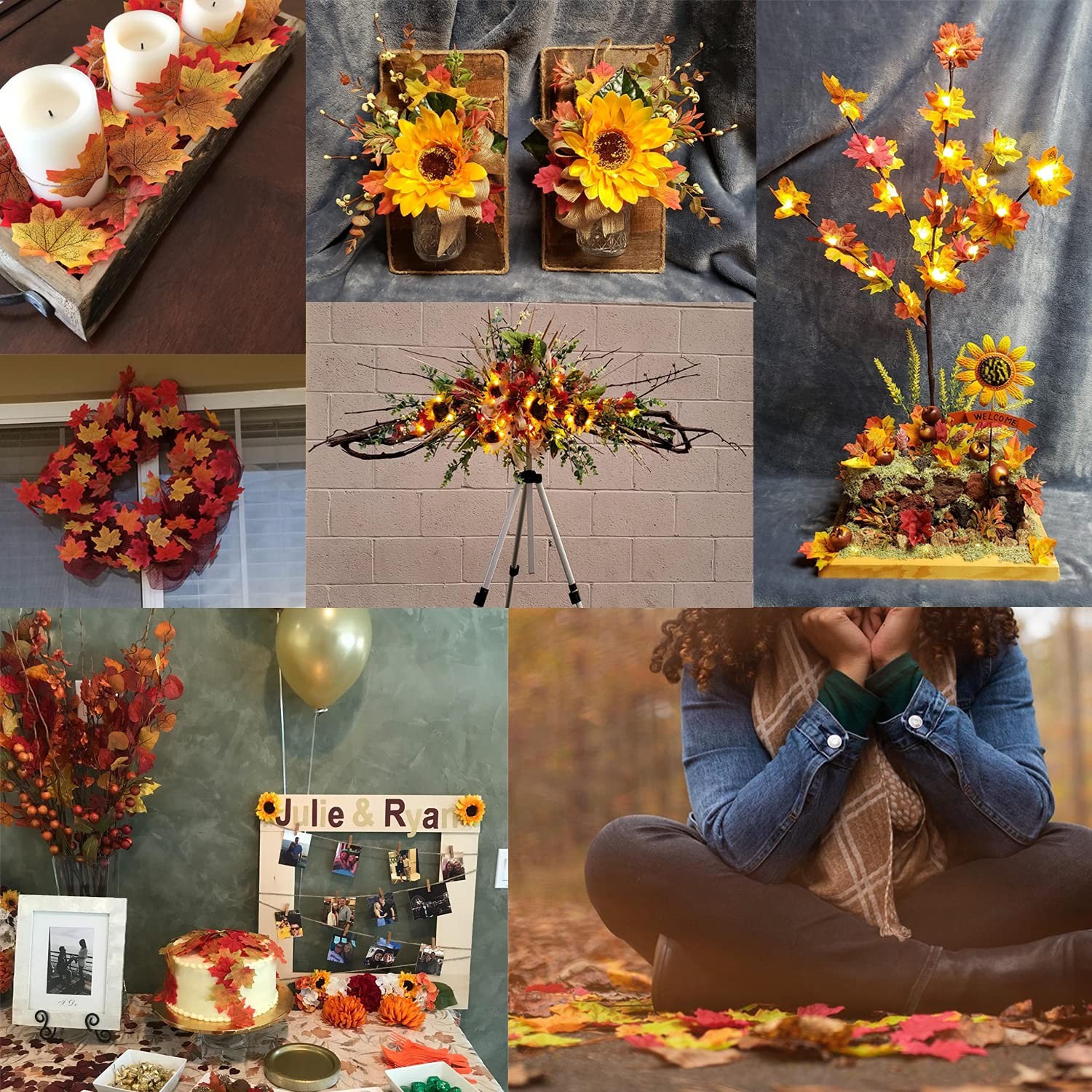 200 PCS Artificial Maple Leaves Fall Leaves For Wedding Thanksgiving Decor