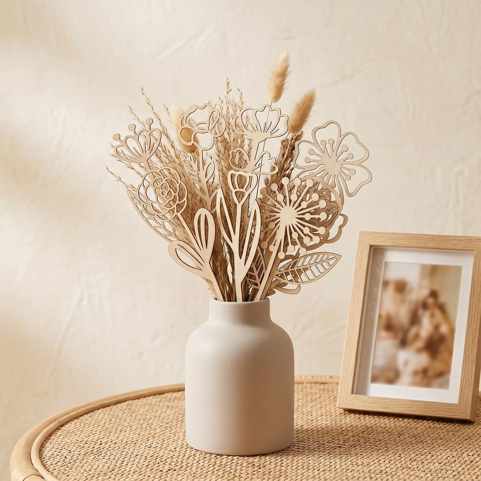 16Pcs Wooden Flowers, Wood Wildflower Decor Set, Wooden Flowers for Crafts Wo…