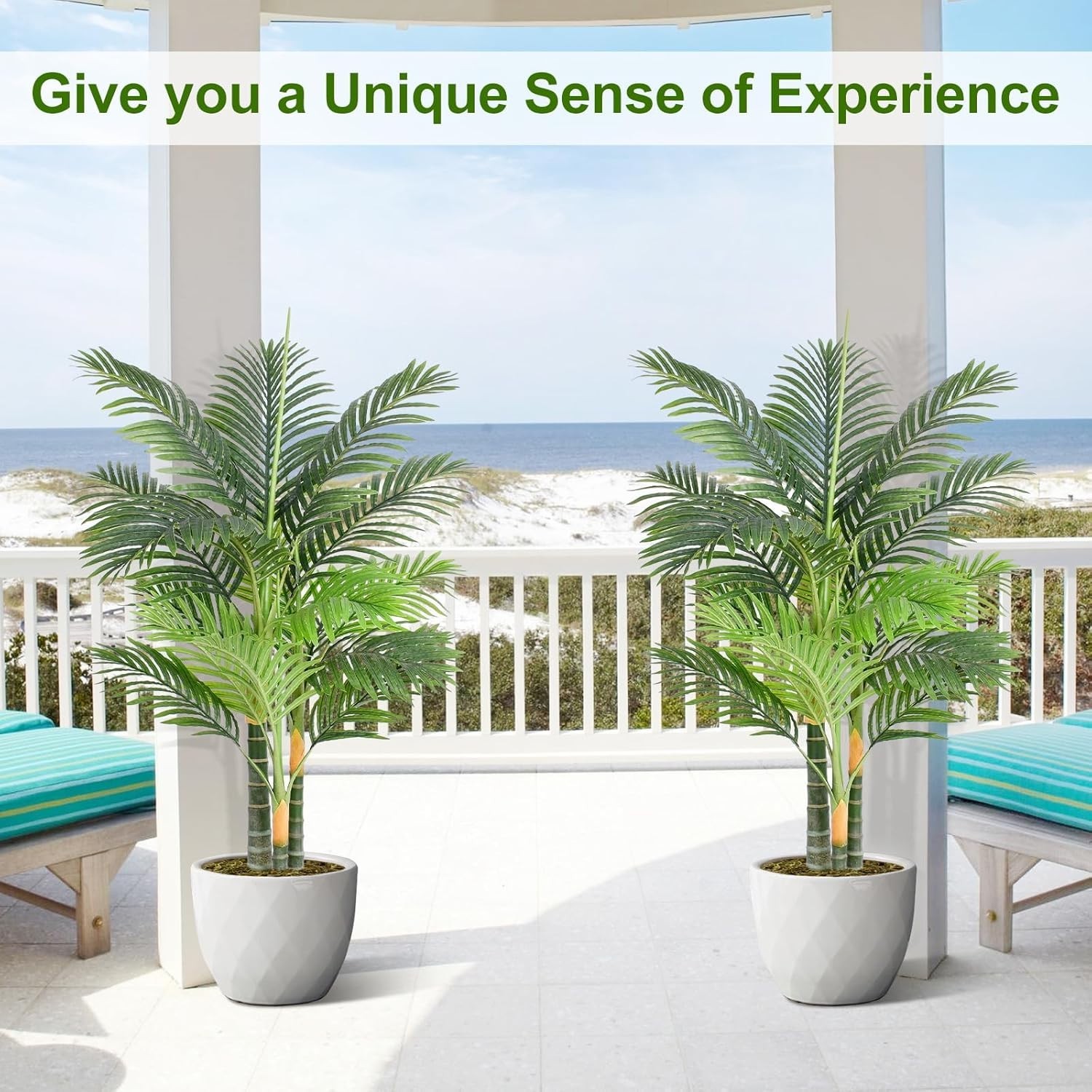 Luxury 4ft Triple Golden Cane Palm Artificial Tree – Indoor/Outdoor 2-Pack