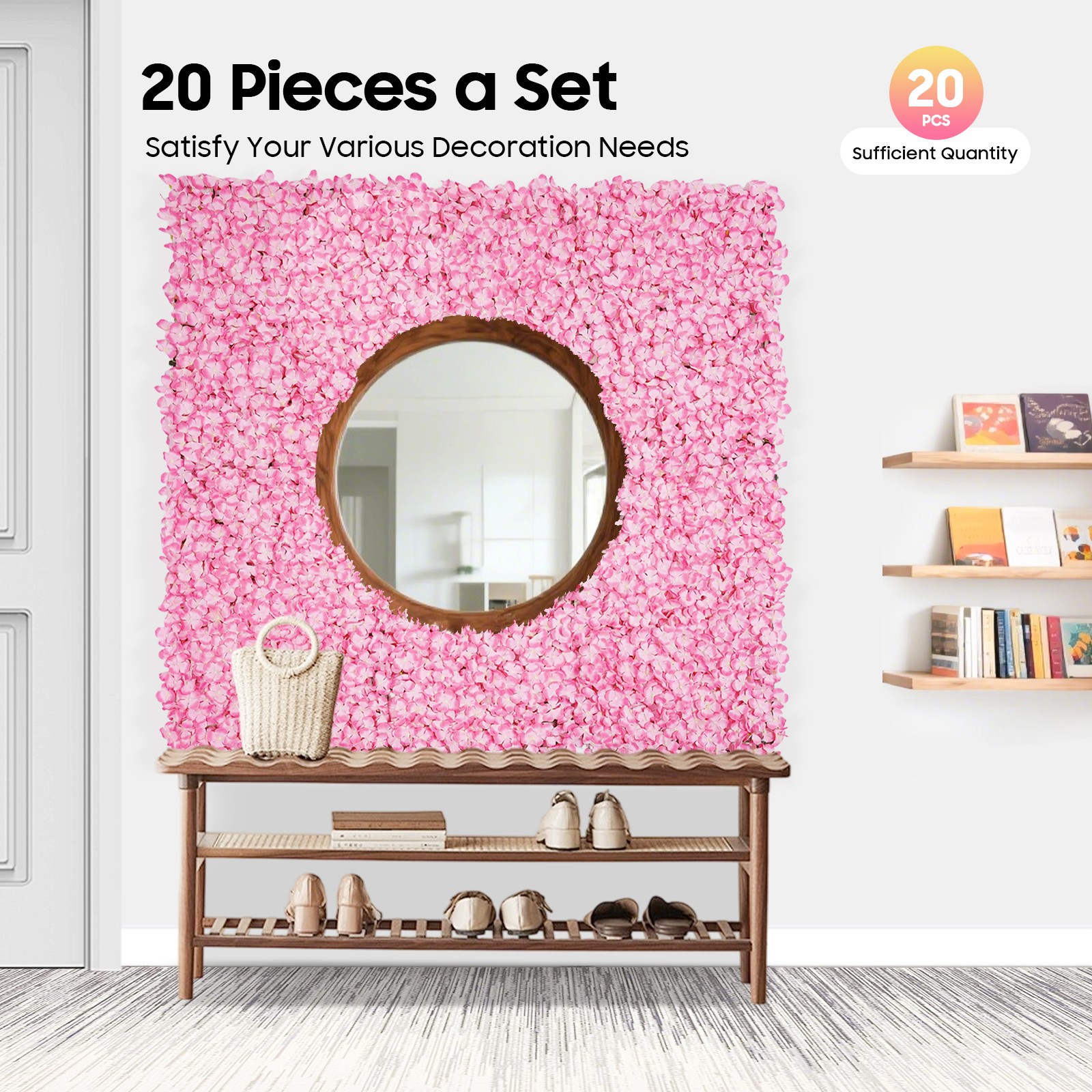 20Pc 16″x24″ Silk Flower Panels for Weddings & Events – Elegant Floral Backdrops