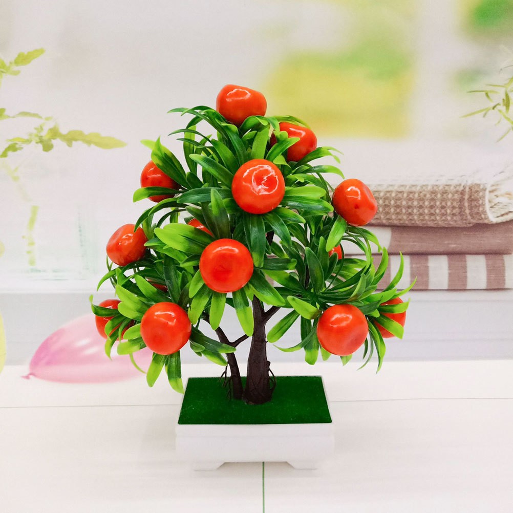 Fake Bonsai Tree Artificial Potted Fruit Tree Fruit Kitchen Decor Adornment