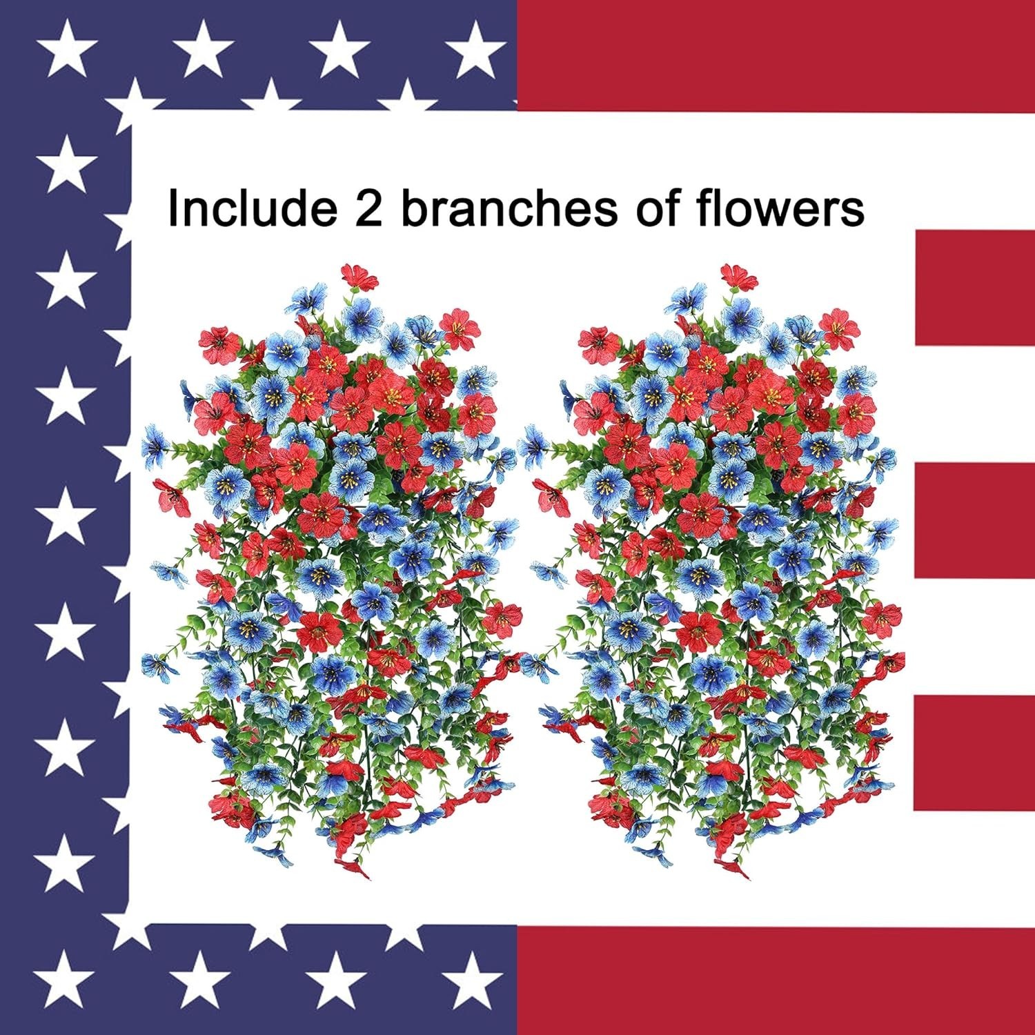 Artificial Hanging Flowers Set 2Pcs UV Fade Resistant Faux Flowers for Outdoo…