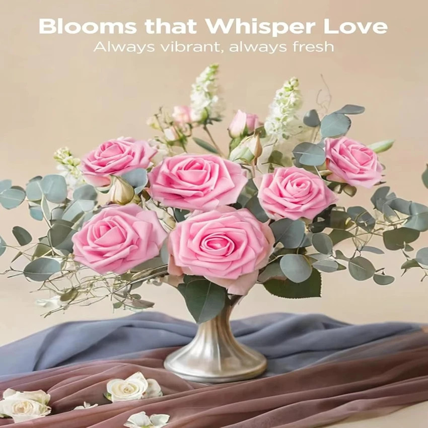 PE Foam Rose Artificial Flower Wedding Bride Bouquet Accessory Garland Home vase