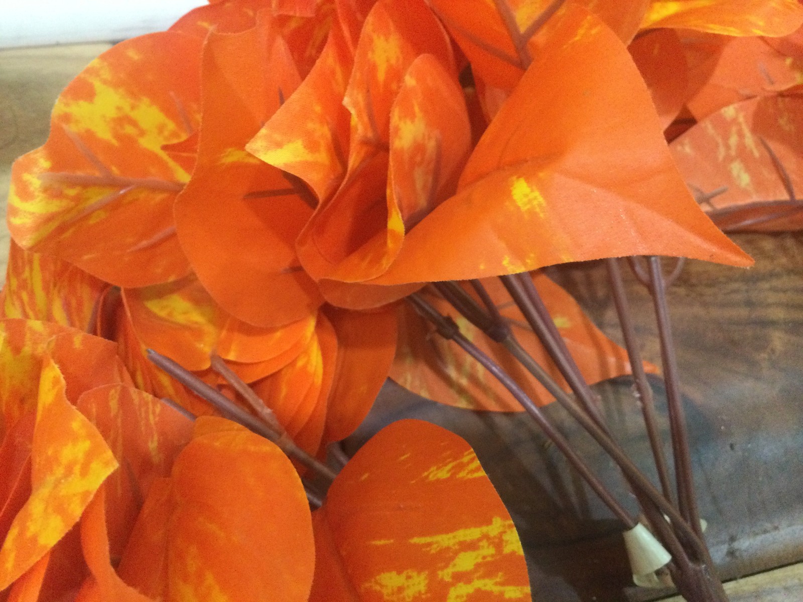 Vintage Artificial fall leaves orange brown 8 bushes Michaels READ