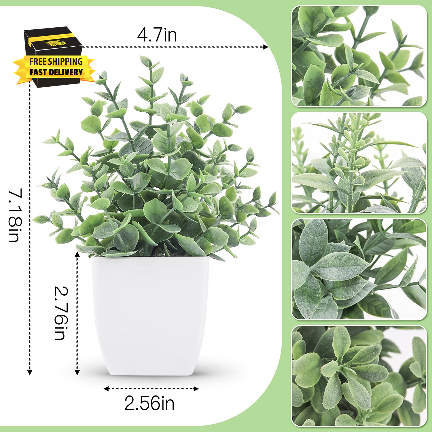 4 Pack Fake Plants Mini Artificial Greenery Potted Plants for Home Decor Indoor