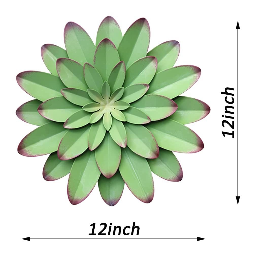 AHYS Metal Flowers Wall Decor Indoor Outdoor 12″L x 12″W, Green