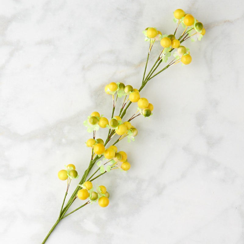 Factory Direct Craft Yellow and Green Artificial Flowering Berry Sprays