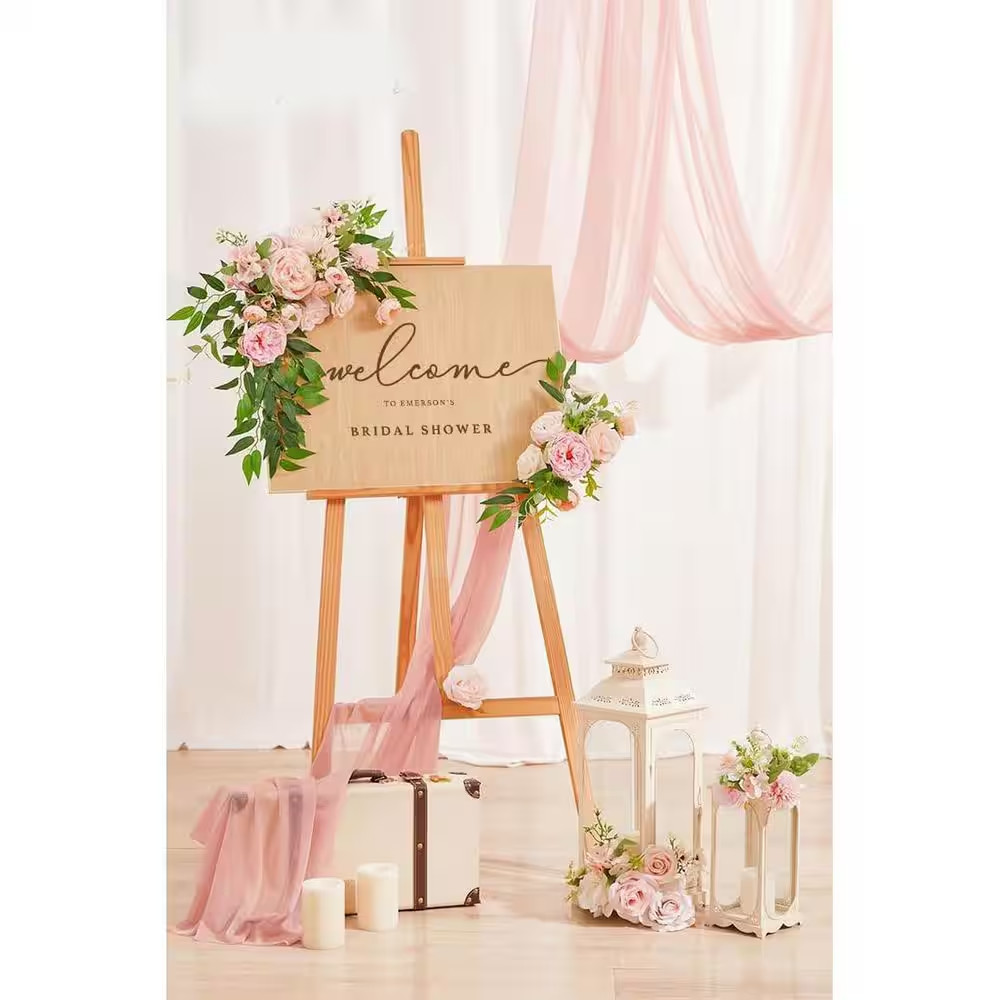 24 In. Pink Artificial Flower Branch Stem Rose Peony Hydrangea Spring Wedding Bo