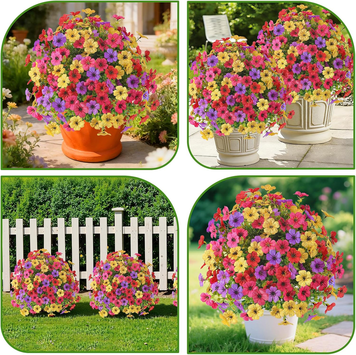 2Pcs 20″ Artificial Topiary Ball Flowers for Outdoors, Spring Decoration with Sp