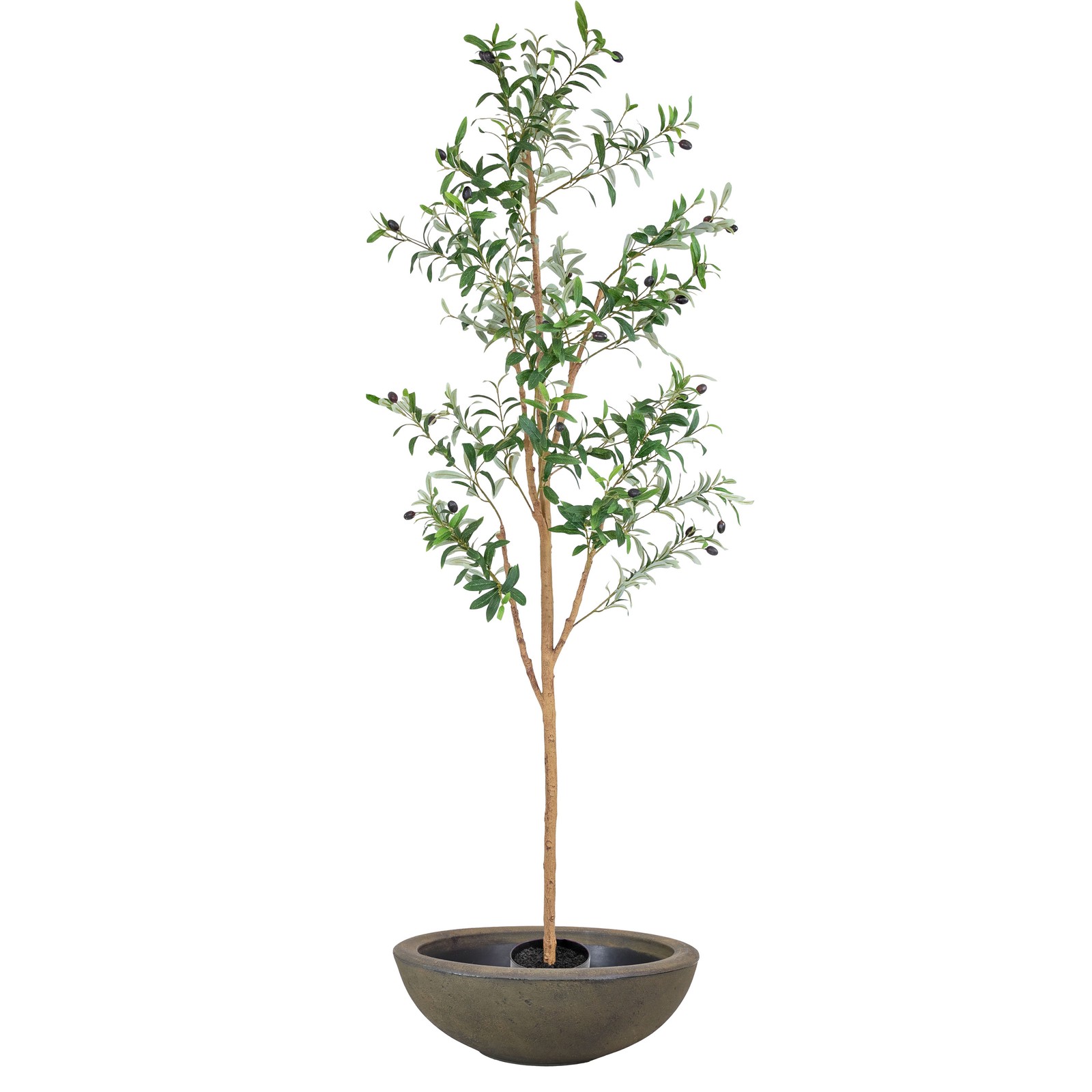 Indoor Artificial Olive Tree with Silk Leaves and Planter – 6 ft by Sunnydaze