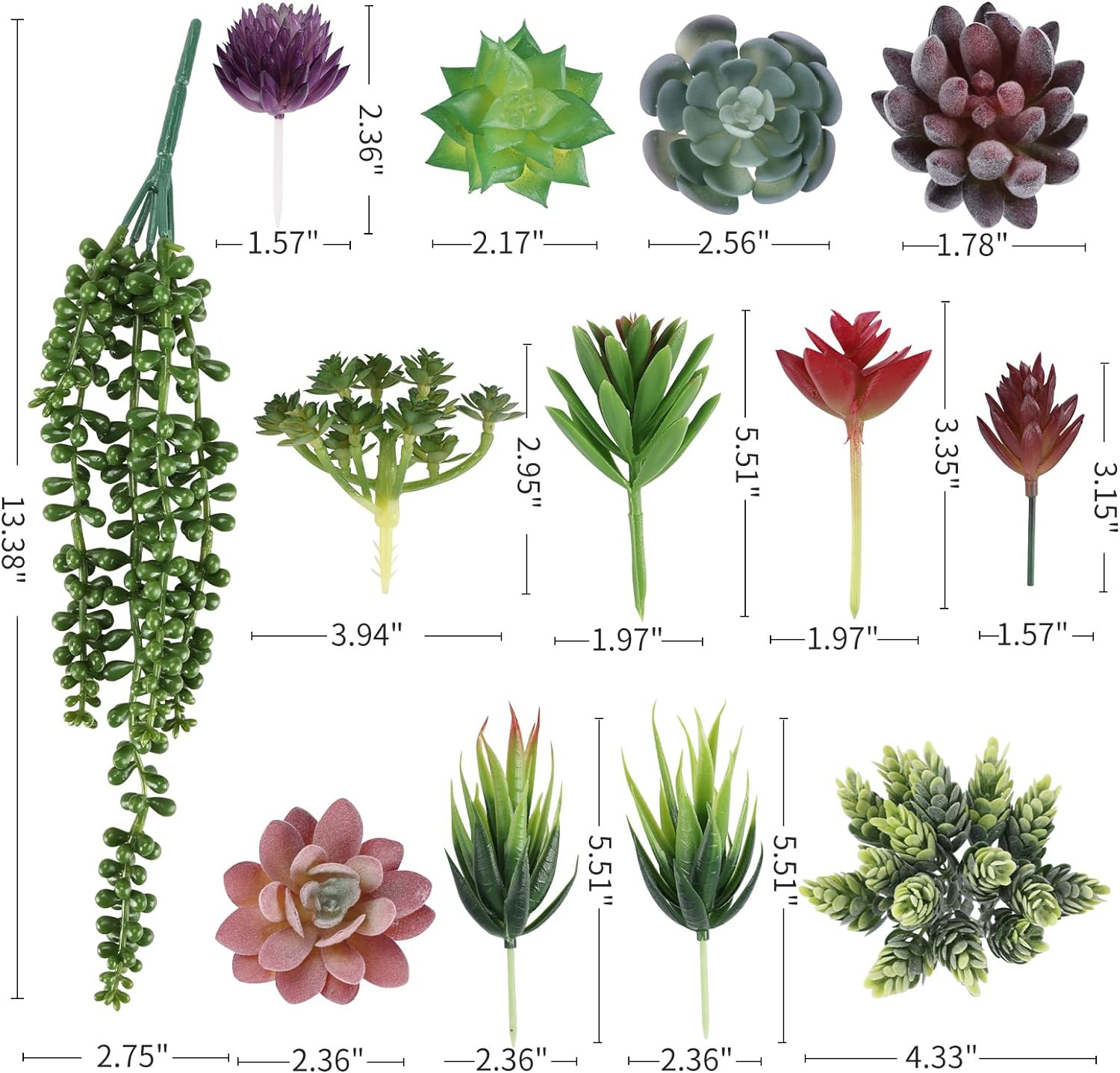 14Pcs Artificial Succulents Plants Mini Fake Unpotted Succulents for Home New