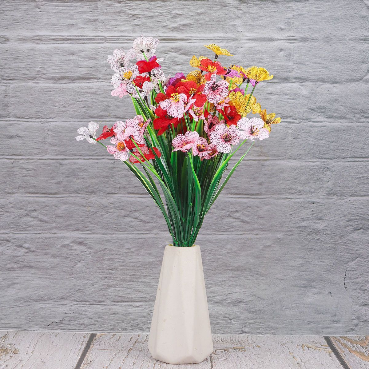 2/6/8 Bundles Artificial Flowers Outdoor UV Resistant Fake No Fade Plastic Plant