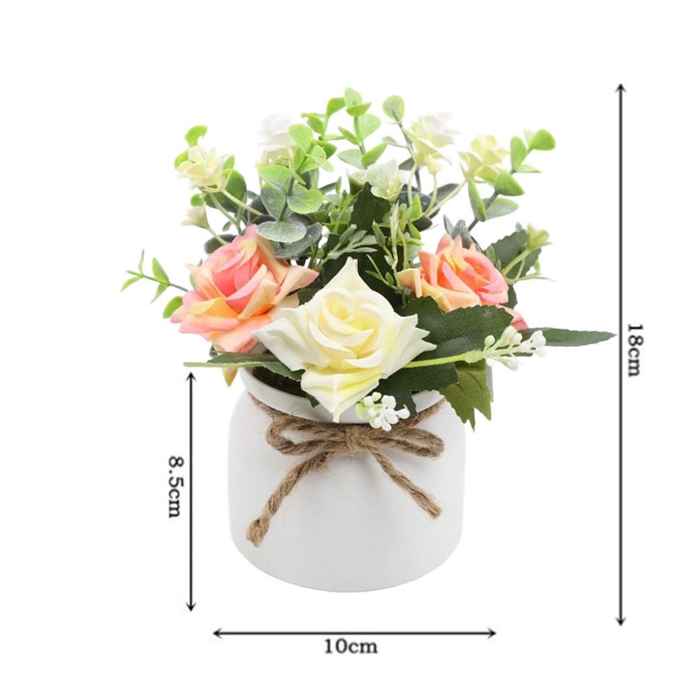 Silk Rose Eucalyptus Camellia Artificial Flowers Potted Plant Nordic Home Office