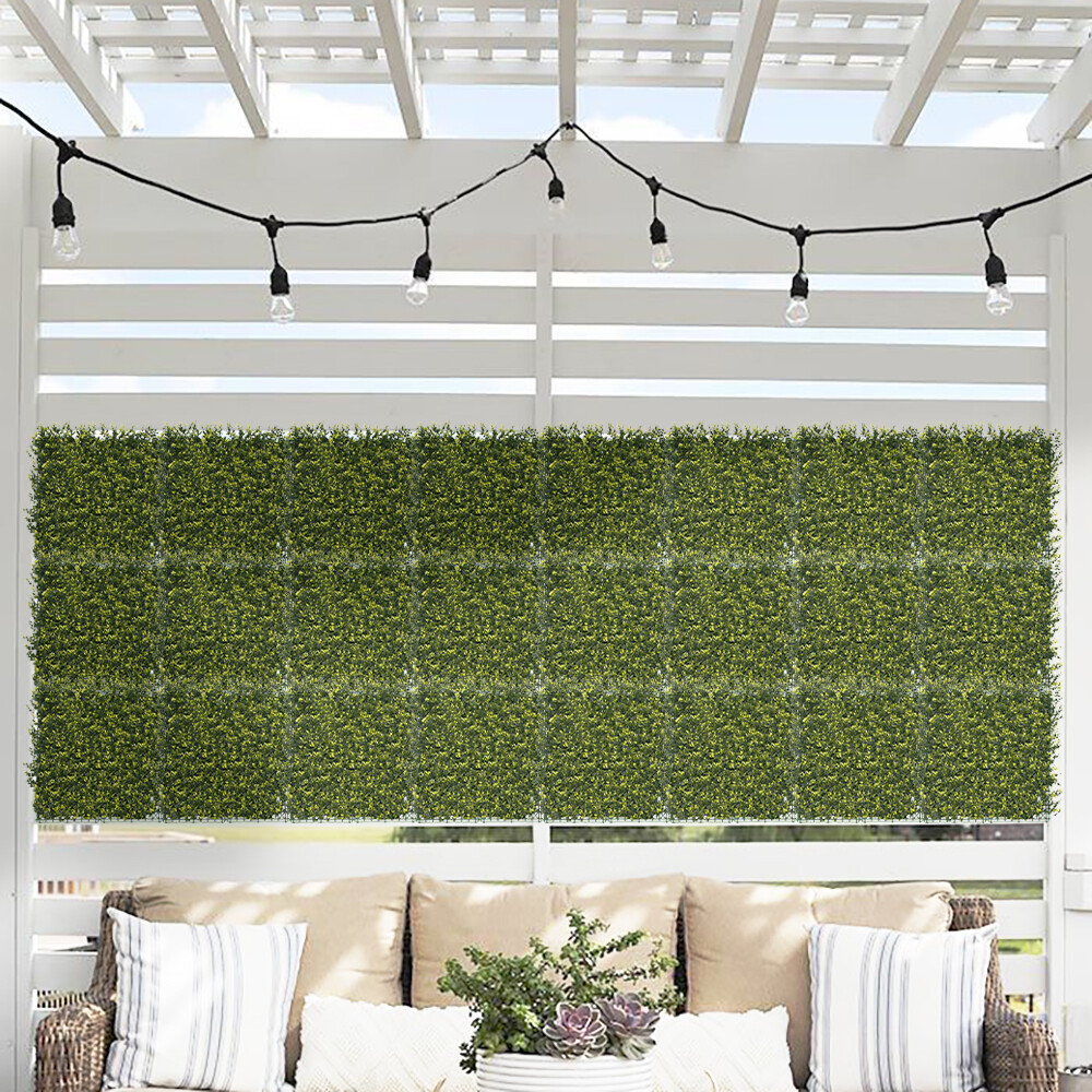 20″x20″ Artificial Faux Greenery Yellow Buxus Fence Screen Wall Decor Panel