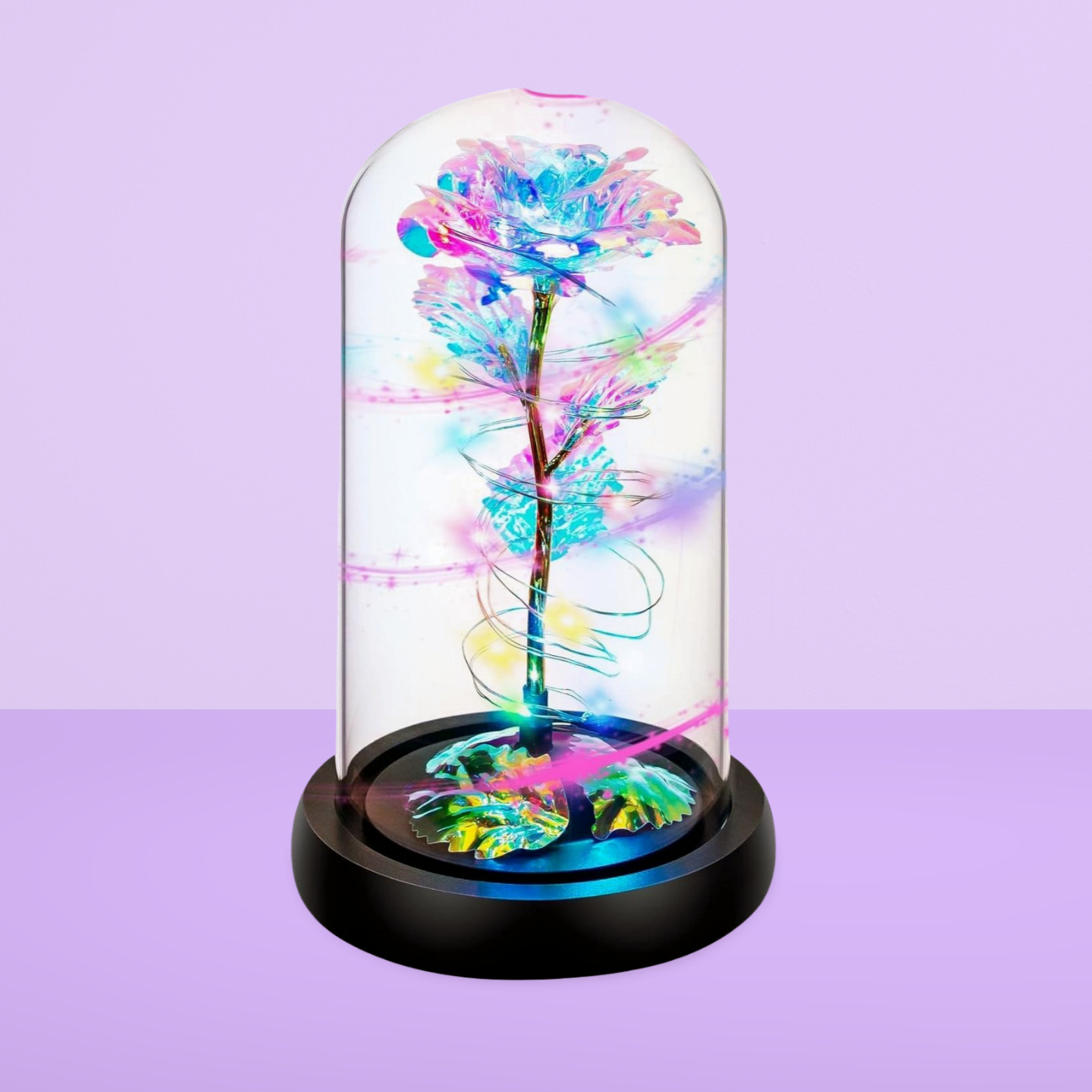 Rotating Valentines Day Gifts for Her, Birthday Gifts, Light Up Rose in Dome