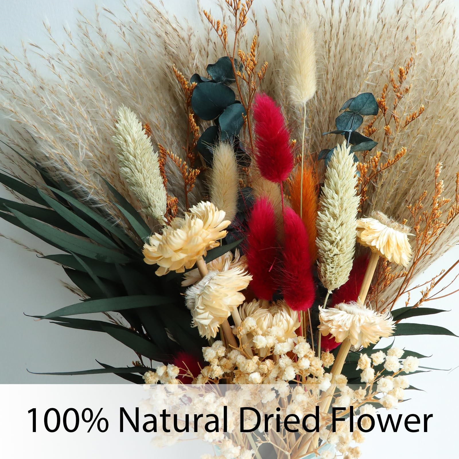Dried Flower Bouquet,17″ Natural Dried Pampas Grass Decor, Boho Pampas Dried …