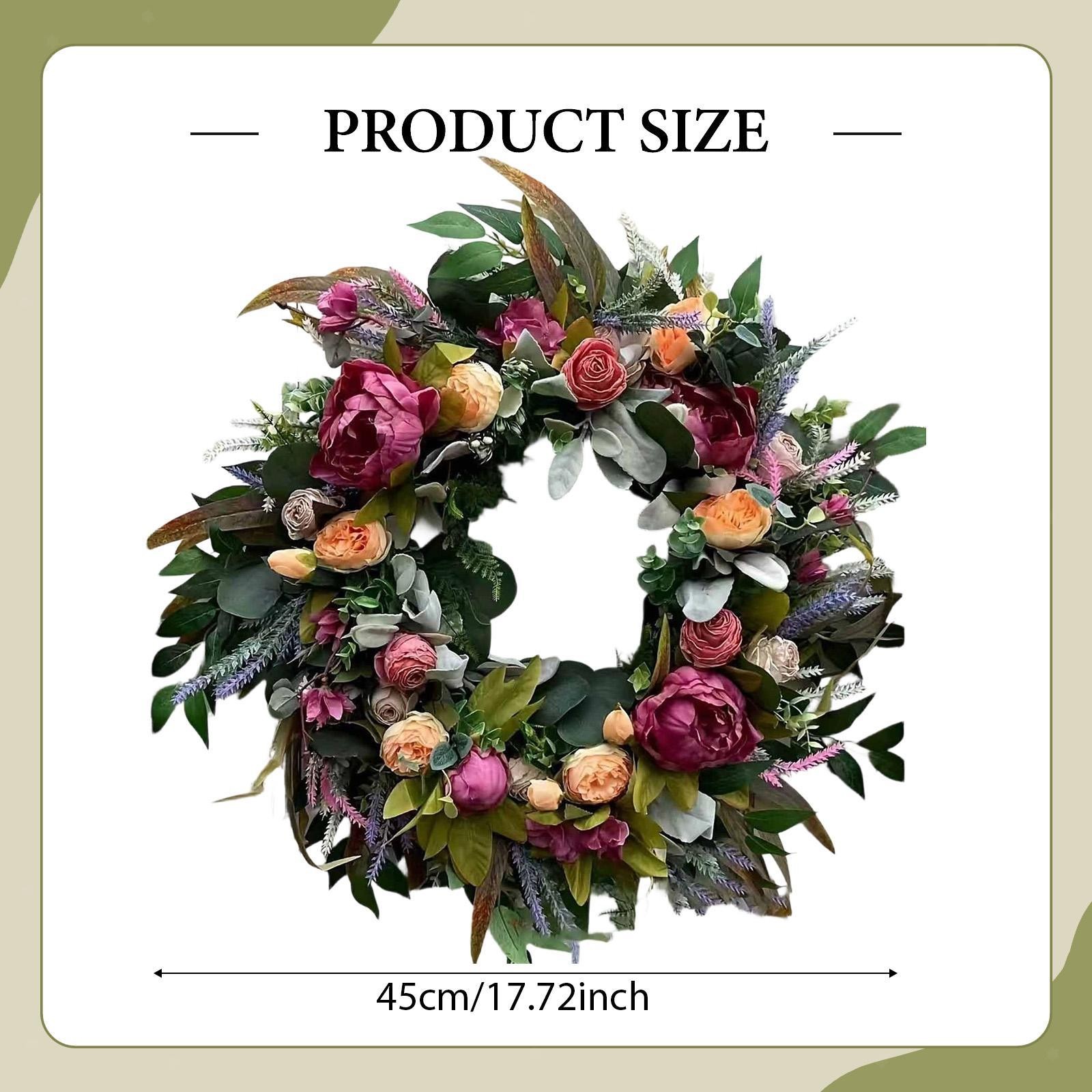 Spring Summer Wreath Door Hanging Garland 17.72inch Indoor Outdoor Ornament