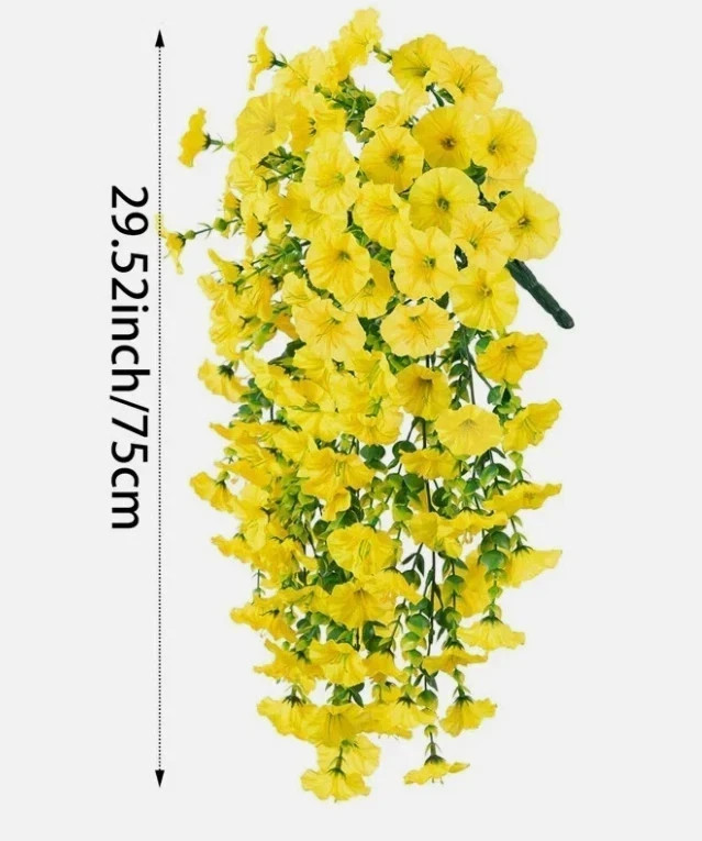 VALUE! 2PCS Artificial Morning Glory Vines UV Resistant Hanging Flowers Outdoor*