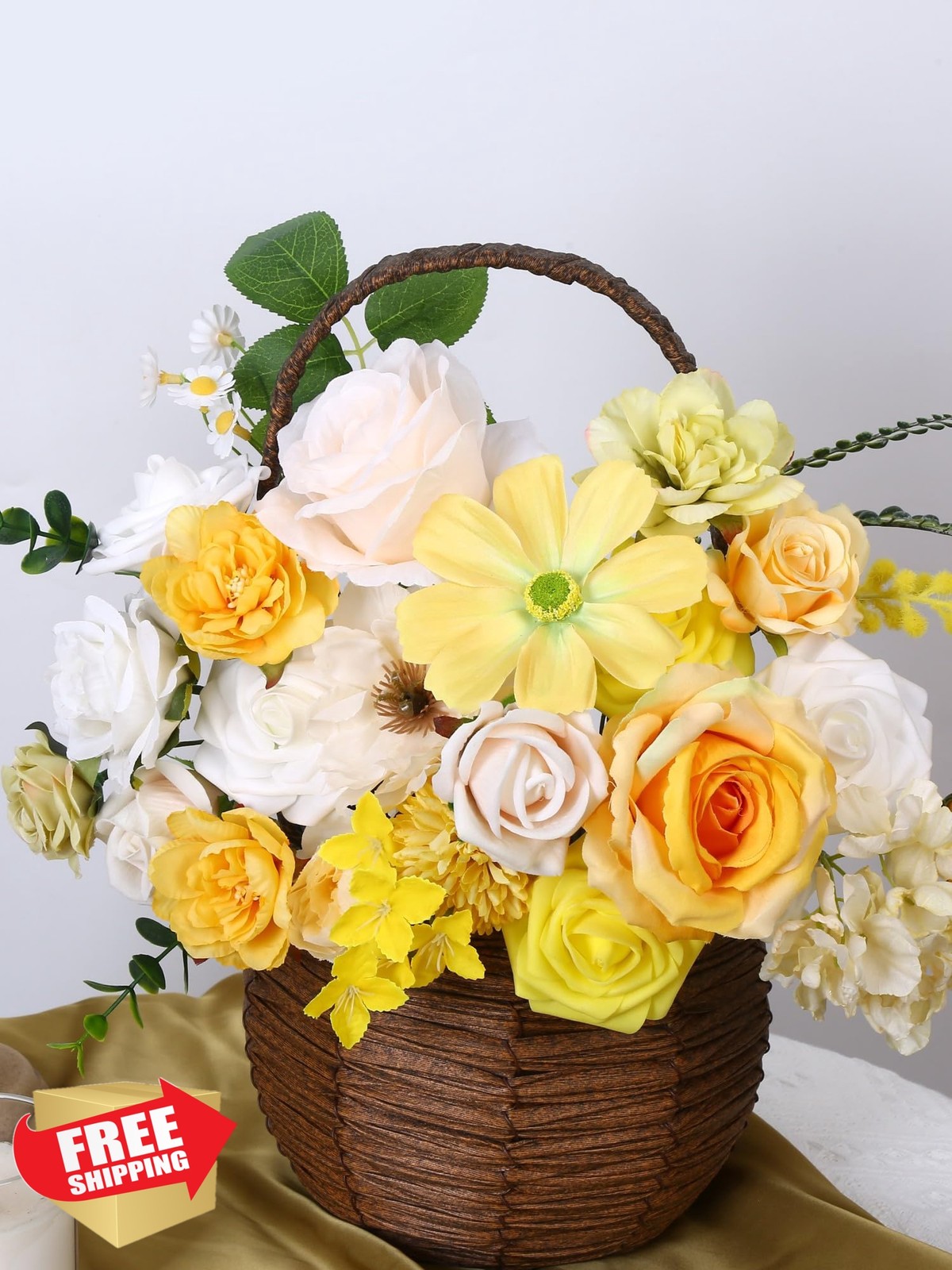 LITOYNAN Yellow Silk Roses Bulk Stems