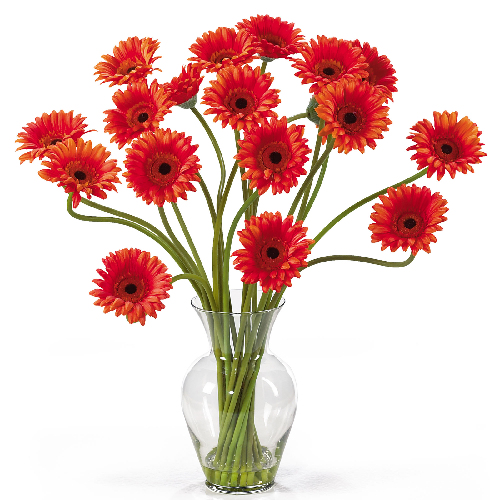 21 inch Orange Gerber Daisy Liquid Illusion Faux Silk Flower Arrangement Floral