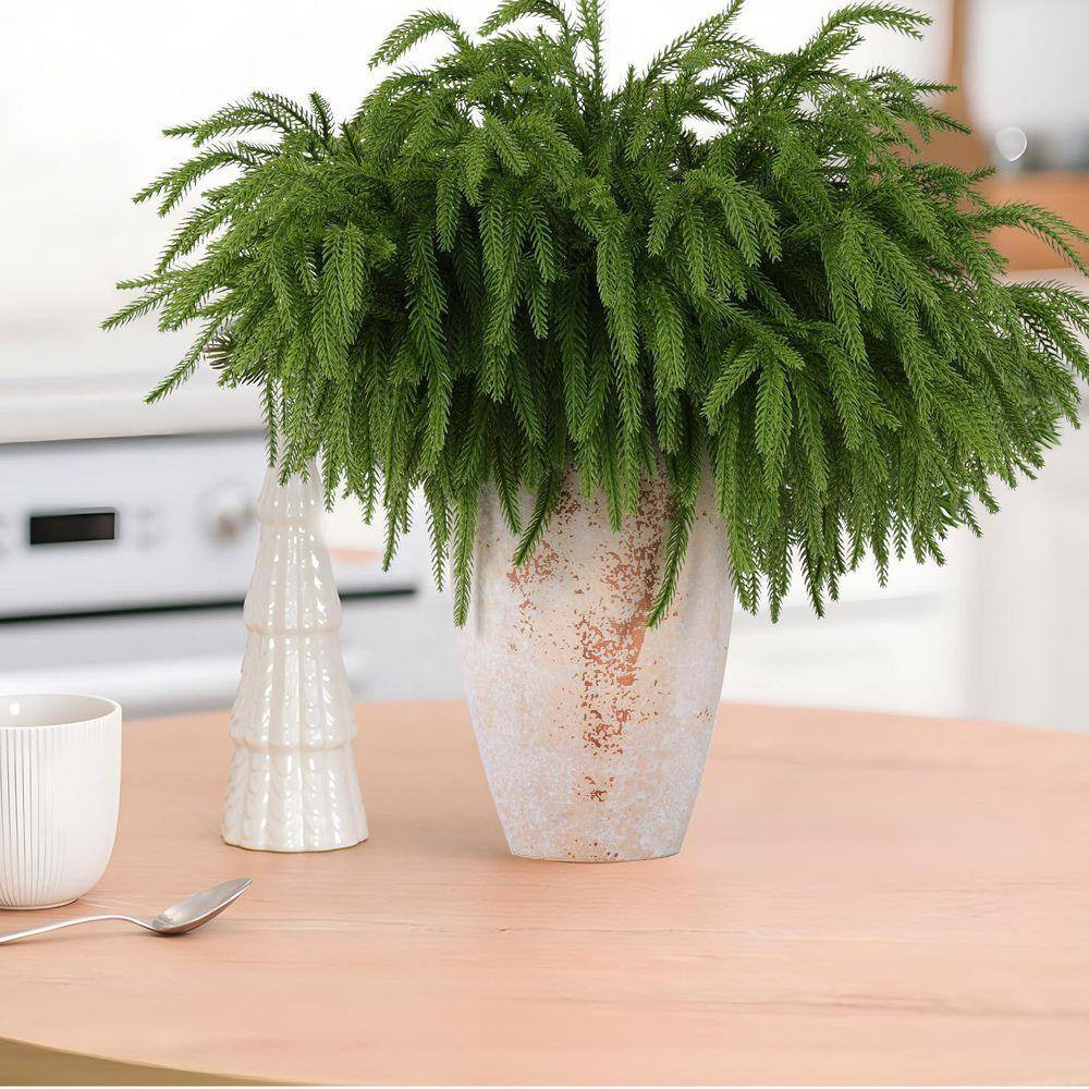 Norfolk Pine Series 17.7 In. Green Artificial Plant Pine Branches Faux Christmas