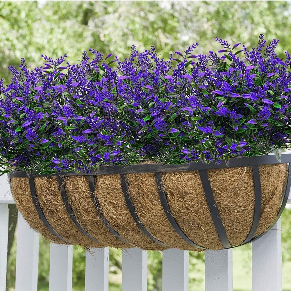 Artificial Plastic Lavender Flowers Fake UV Resistant Shrubs Bouquet In/Outdoor