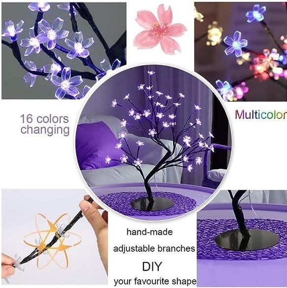 48 LED Cherry Blossom Tree Light, Color-Changing Cherry Flower Lamp，Artificia…